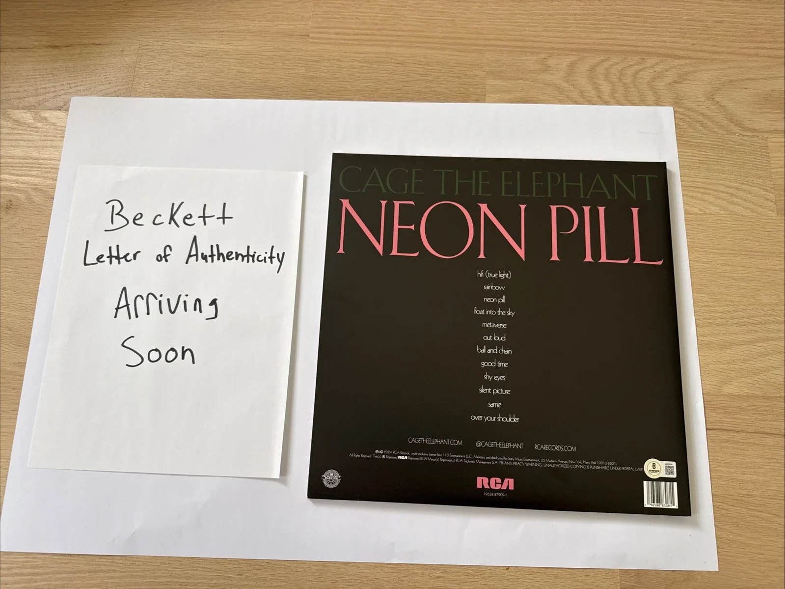 Cage The Elephant Signed Neon Pill Vinyl Beckett LOA, image 3
