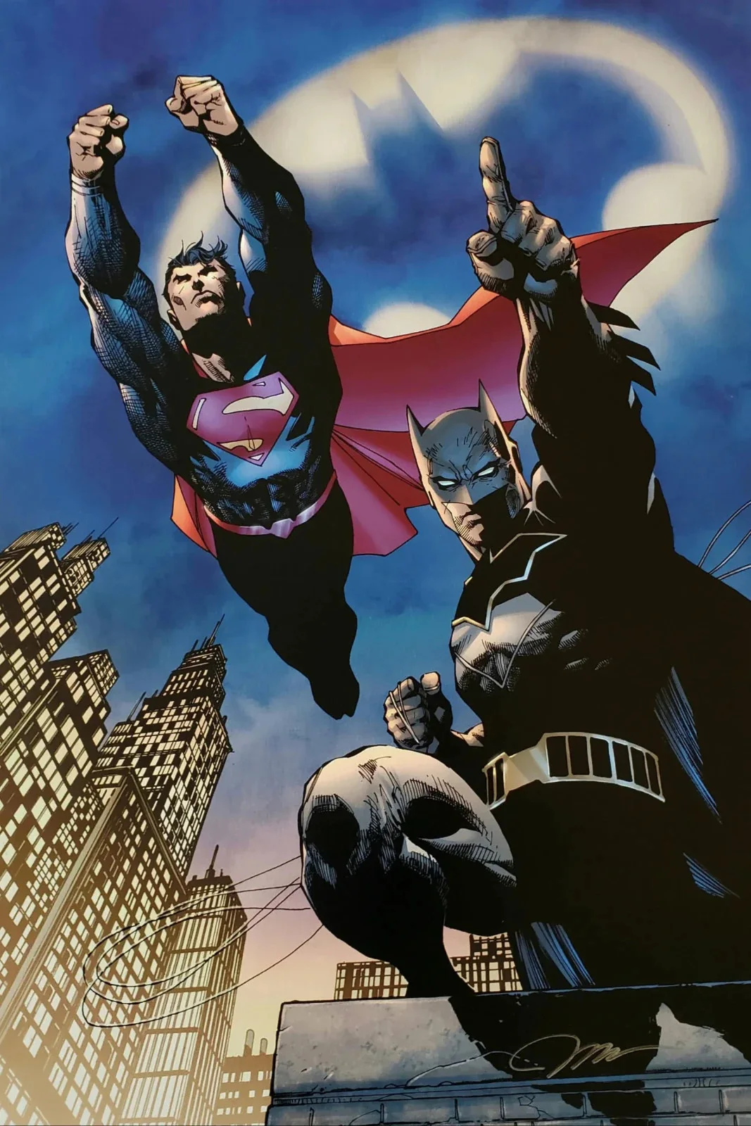 Jim Lee — BATMAN SUPERMAN JIM LEE signed Heroes Unite DC Giclee on Paper Lt Ed of 250