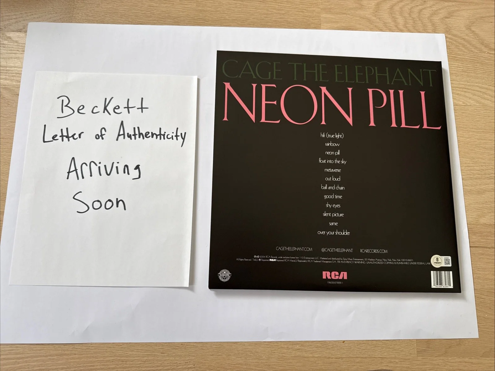 Cage The Elephant Signed Neon Pill Vinyl Beckett LOA, image 3