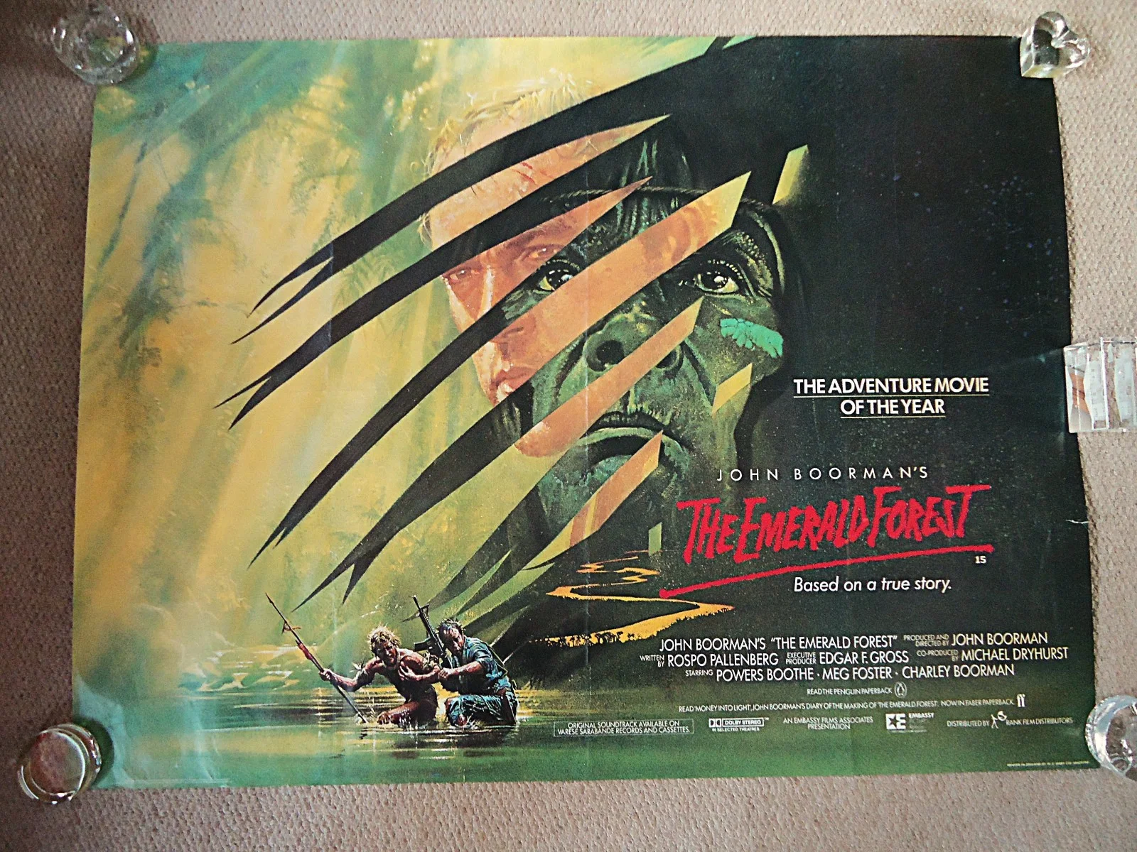 THE EMERALD FOREST UK QUAD MOVIE POSTER 1985 ORIGINAL JOHN BOORMAN FILM POSTER, изображение 4