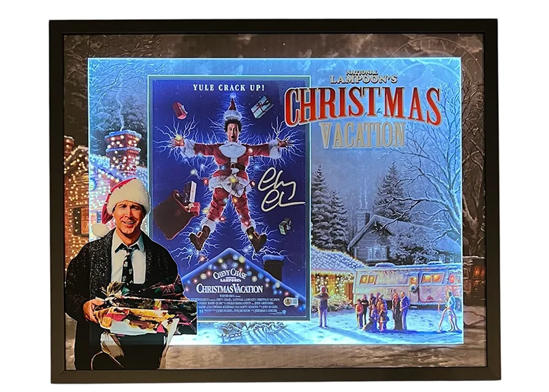 Chevy Chase Signed Christmas Vacation 16x20 LED Framed Photo 31.5x25.5, image 2