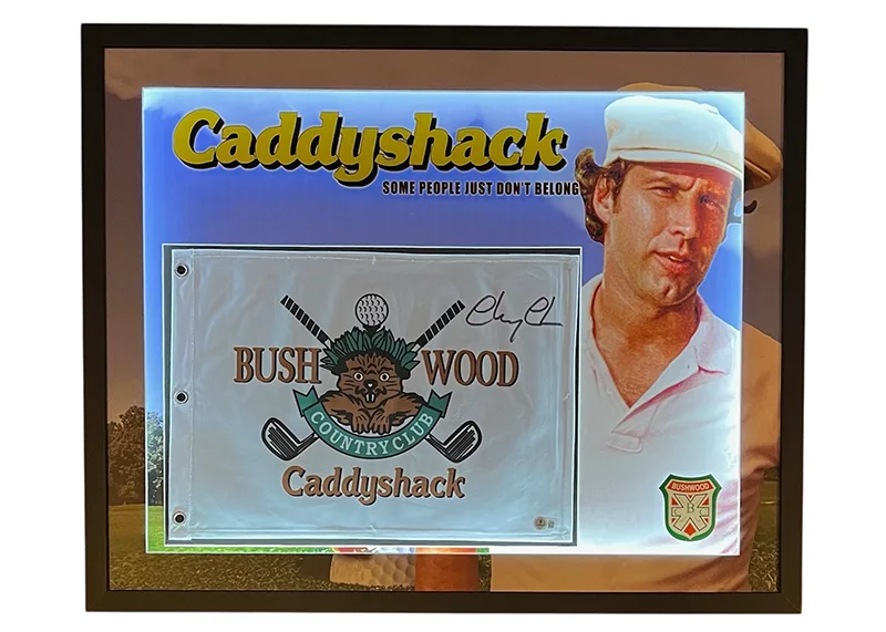 Chevy Chase Signed Caddyshack Bushwood Flag 3D LED Frame Beckett 31.5x25.5, изображение 2