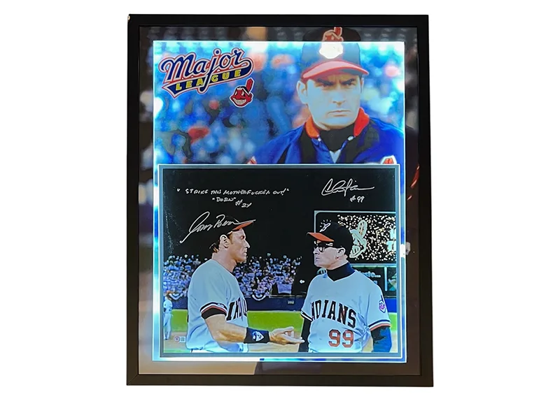 Charlie Sheen & Corbin Bernsen Signed Major League Photo LED Frame Beckett, изображение 2