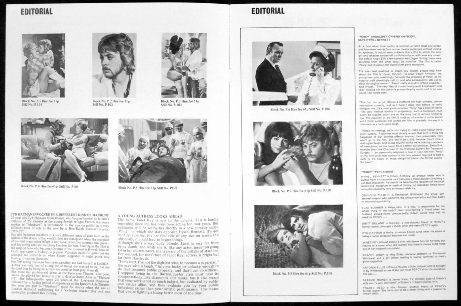 PERCY 1971 Hywel Bennett, Elke Sommer, Britt Ekland, Denholm Elliot UK PRESSBOOK, изображение 2