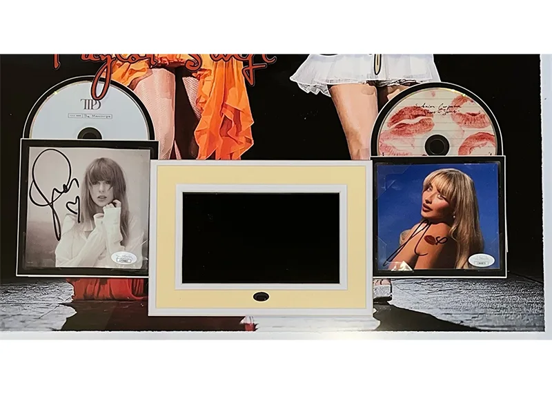Taylor Swift & Sabrina Carpenter Signed Framed CD With Playable Video 25x25 JSA, image 2