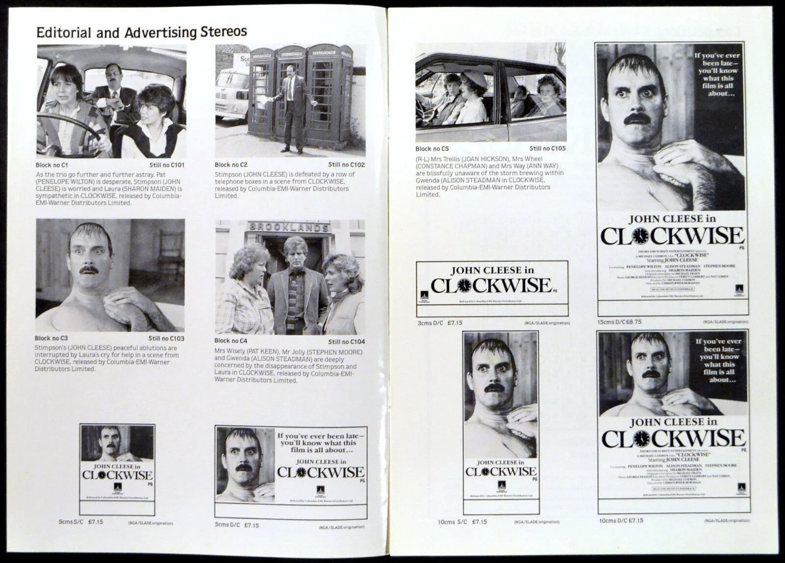 CLOCKWISE 1986 John Cleese, Penelope Wilton, Alison Steadman UK CAMPAIGN BOOK, изображение 2