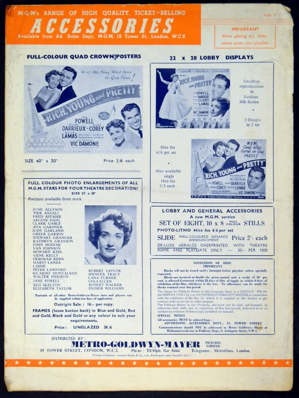 RICH, YOUNG AND PRETTY 1951 Jane Powell, Danielle Darrieux UK PRESSBOOK, изображение 4