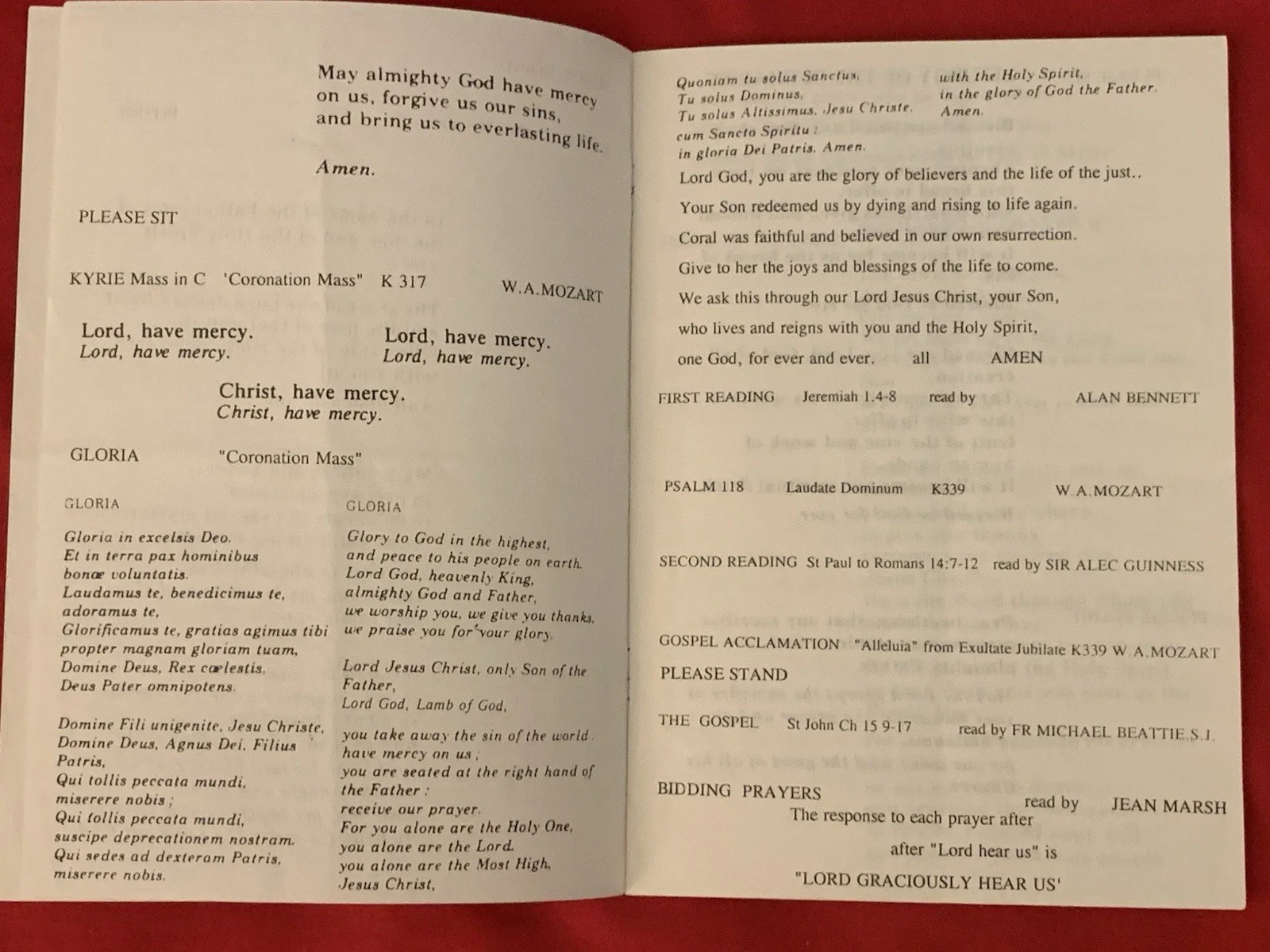 Alan Bates — Vincent Price Estate Signed Coral Browne 1991 London Memorial Mass Program 25e, image 3
