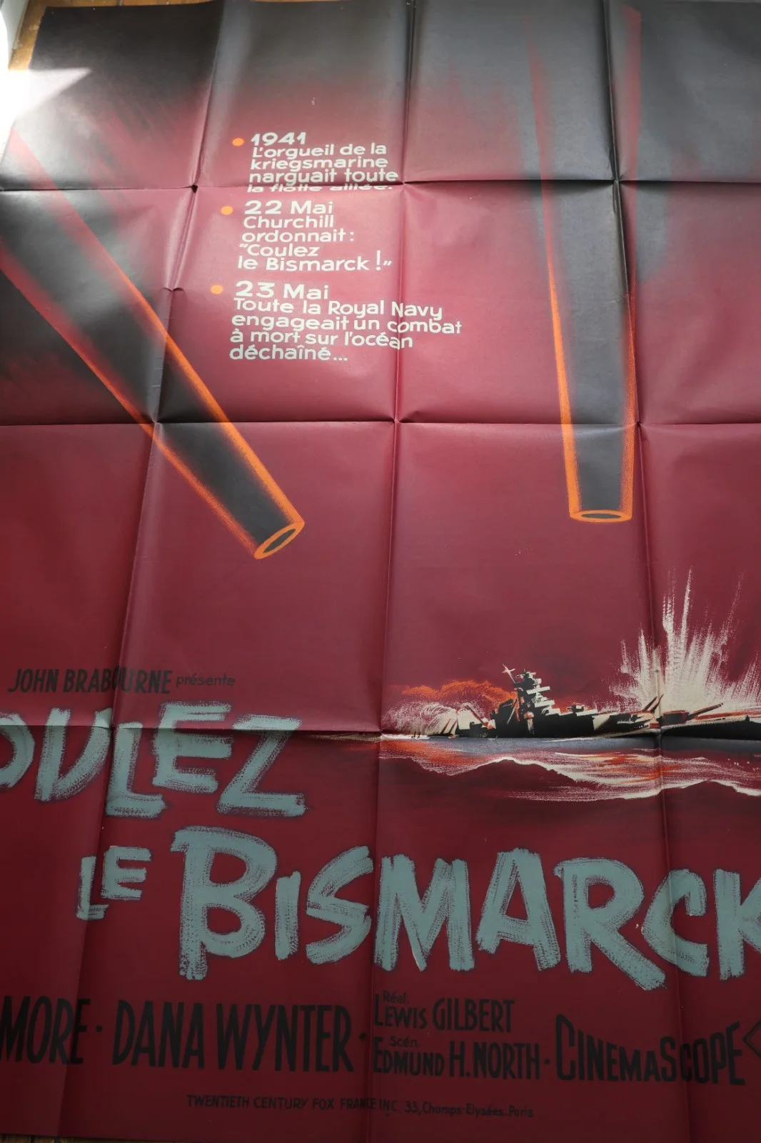 Sink the Bismarck Original French 1 Panel Poster 1960, image 2