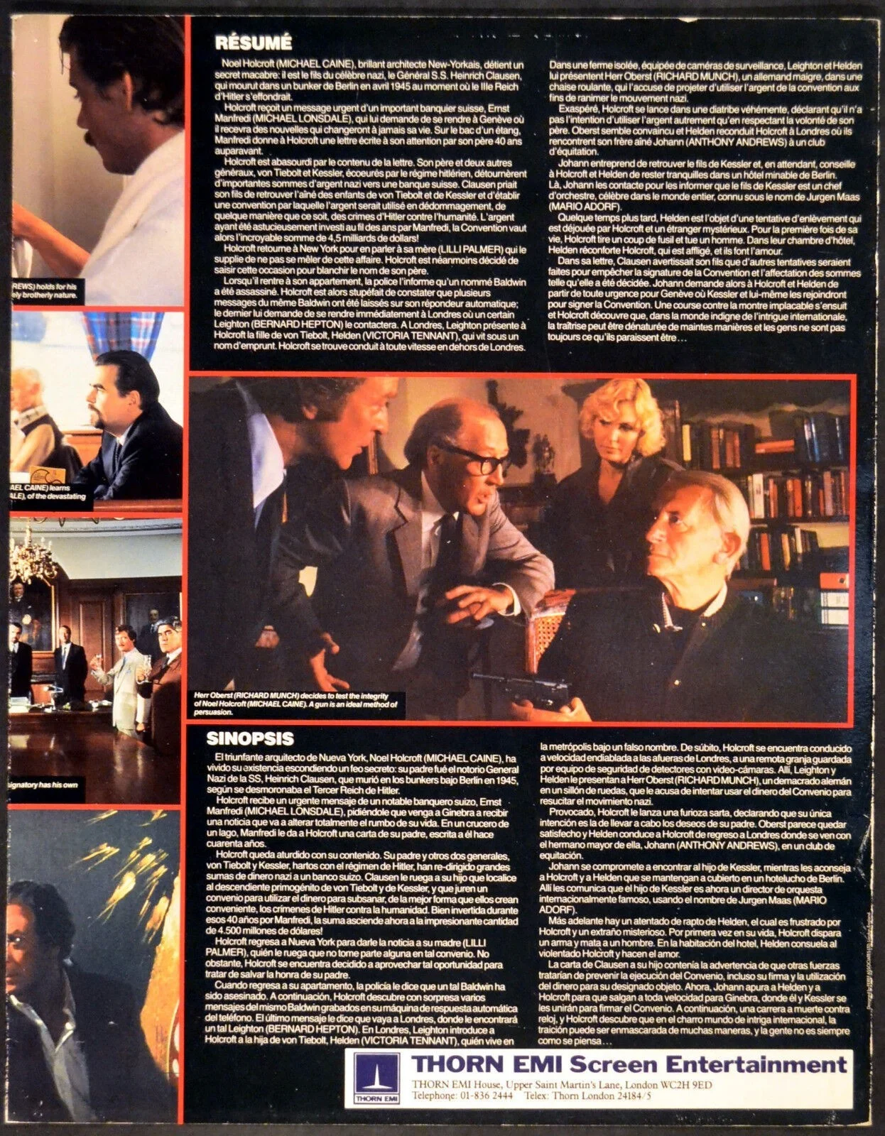 HOLCROFT COVENANT 1985 Michael Caine, Anthony Andrews Victoria Tennant PRESSBOOK, изображение 3