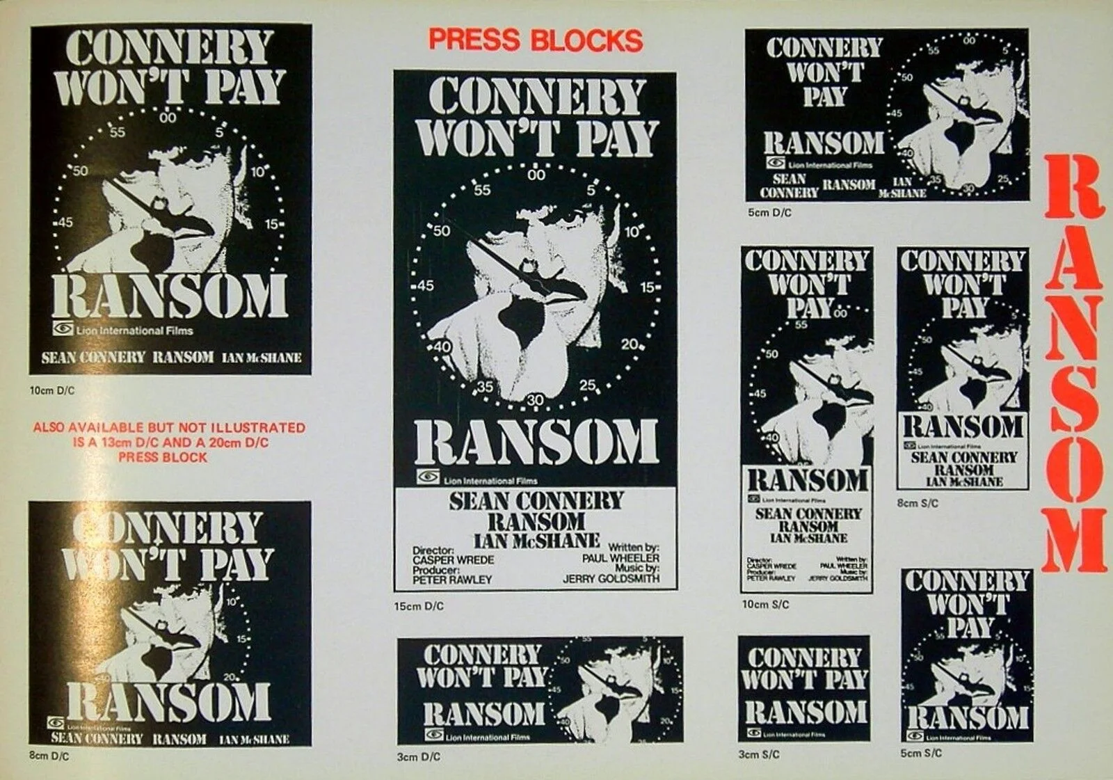 RANSOM 1975 Sean Connery, Ian McShane and William Fox UK PRESSBOOK, image 2