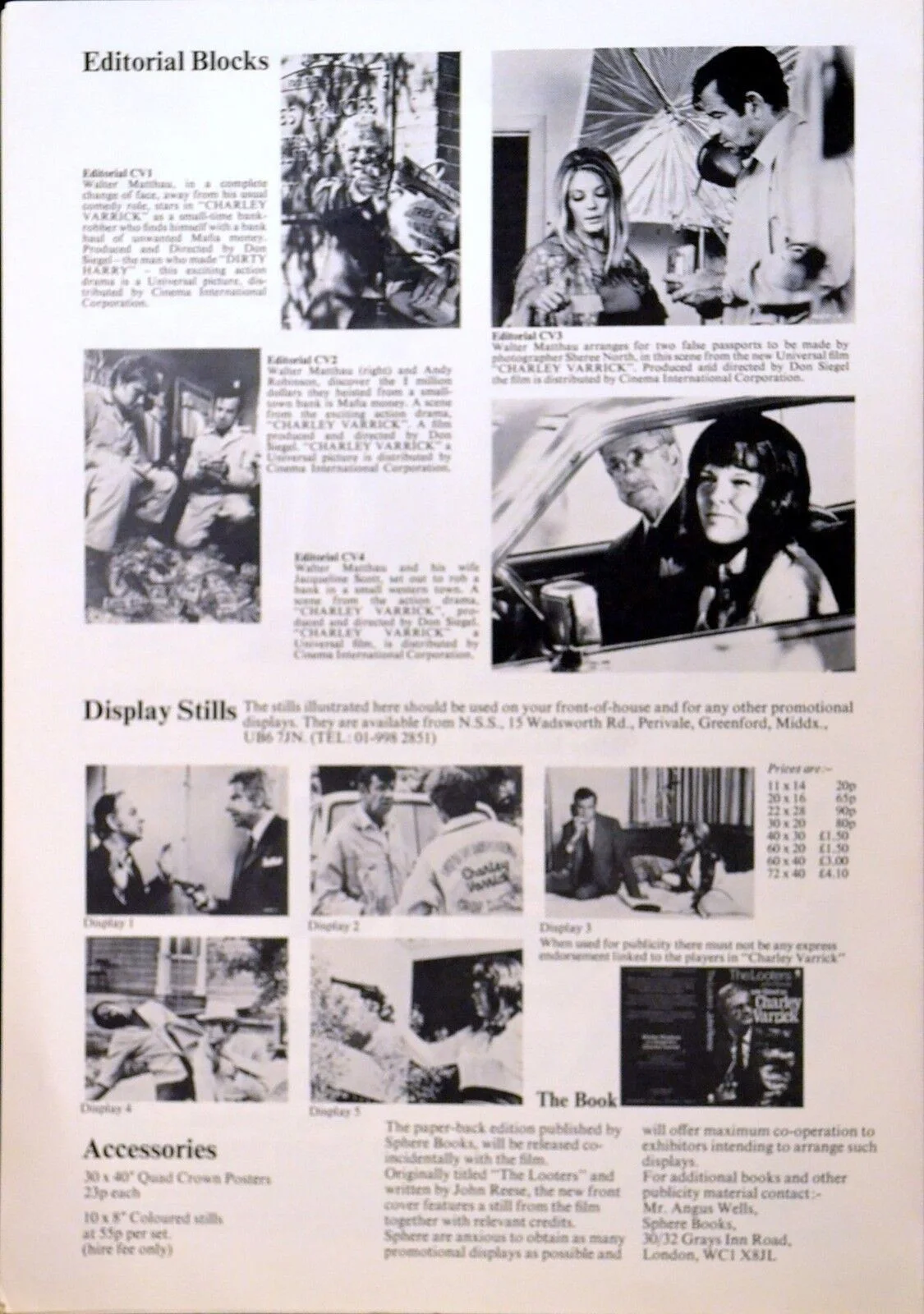 CHARLEY VARRICK 1973 Walter Matthau, Joe Don Baker, Felicia Farr UK PRESSBOOK, изображение 2