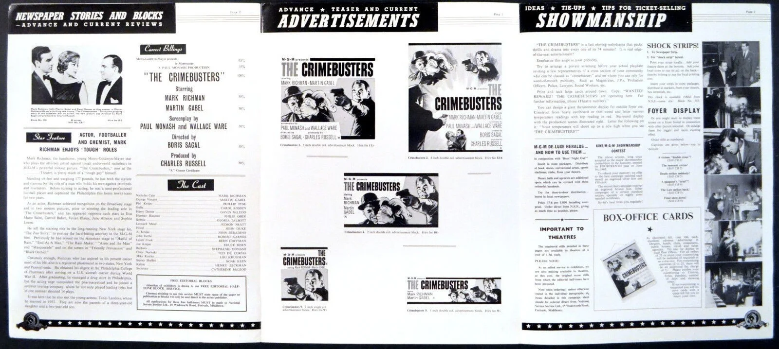 CRIMEBUSTERS 1961 Peter Mark Richman, Martin Gabel UK PRESSBOOK, image 2