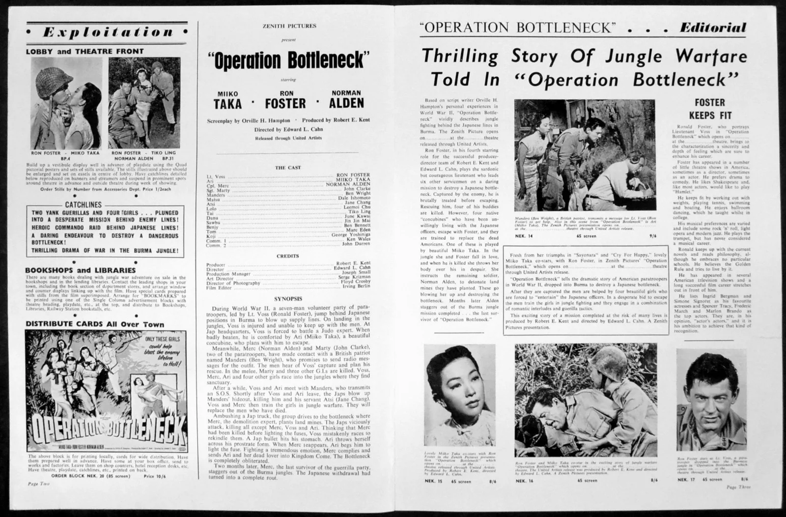 OPERATION BOTTLENECK 1961 Miko Taka, Ron Foster, Norman Alden UK CAMPAIGN BOOK, изображение 2