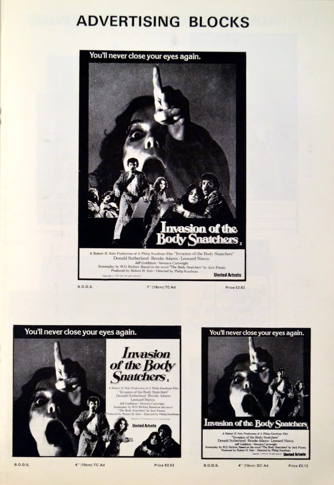 INVASION OF THE BODY SNATCHERS 1978 Donald Sutherland, Brooke Adams PRESSBOOK, изображение 2