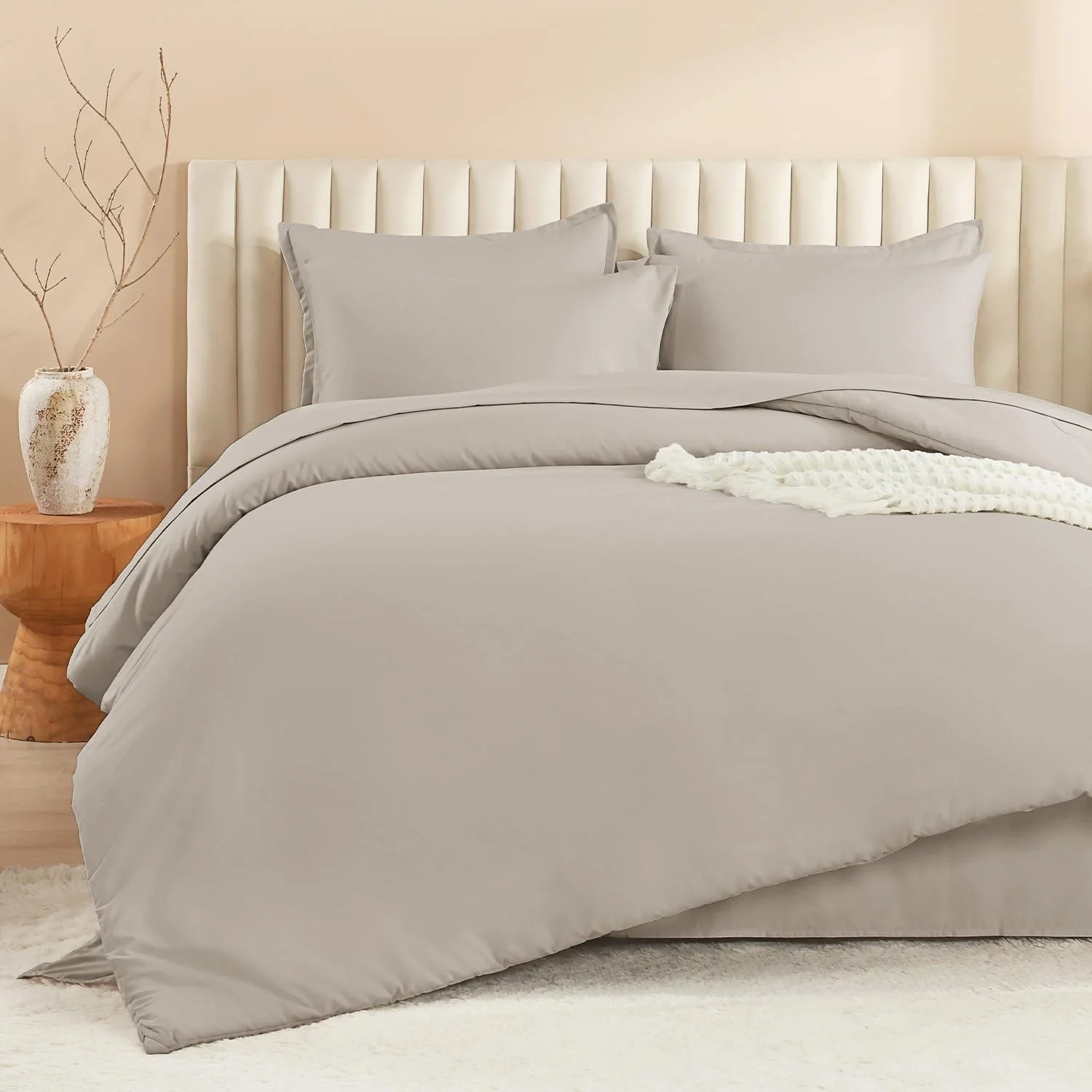 Litanika Oversized King Comforter Sets Linen Grey - 7 Pieces Bed in a Bag Ove..., image 4