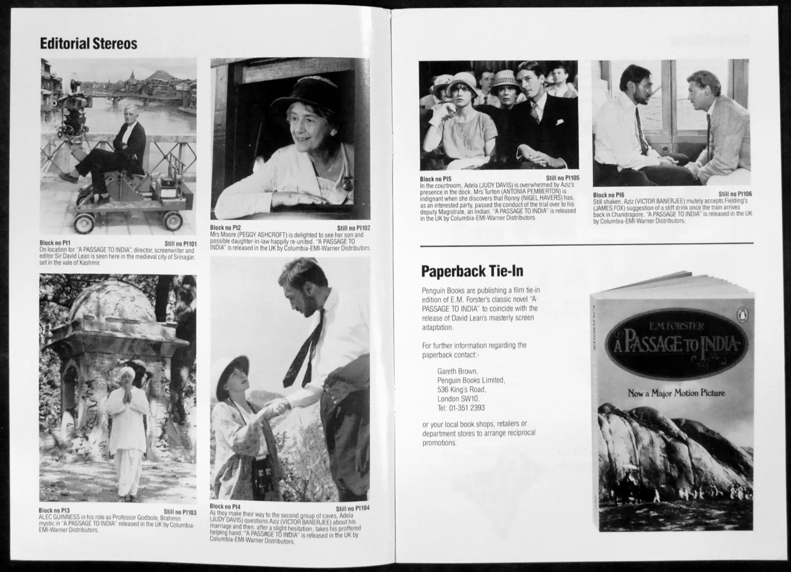 PASSAGE TO INDIA 1984 Peggy Ashcroft, Judy Davis, James Fox UK CAMPAIGN BOOK, image 2