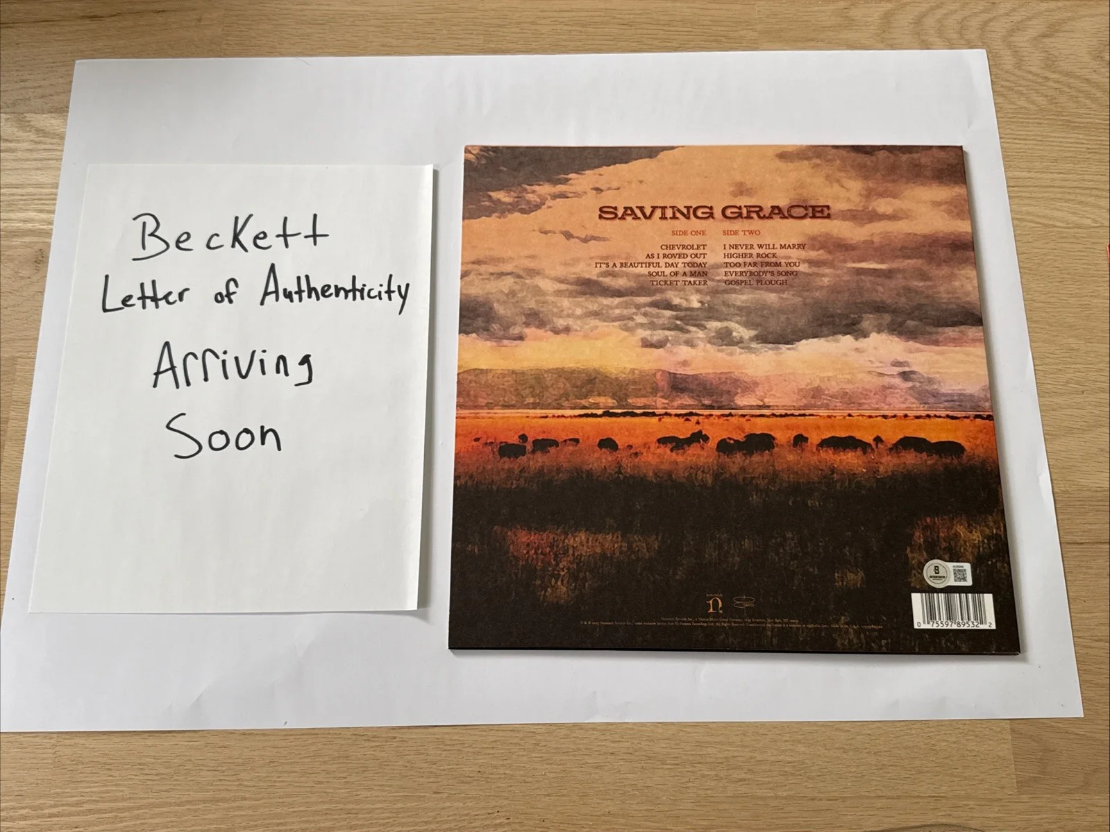 Robert Plant Signed Saving Grace Vinyl Beckett LOA, image 3