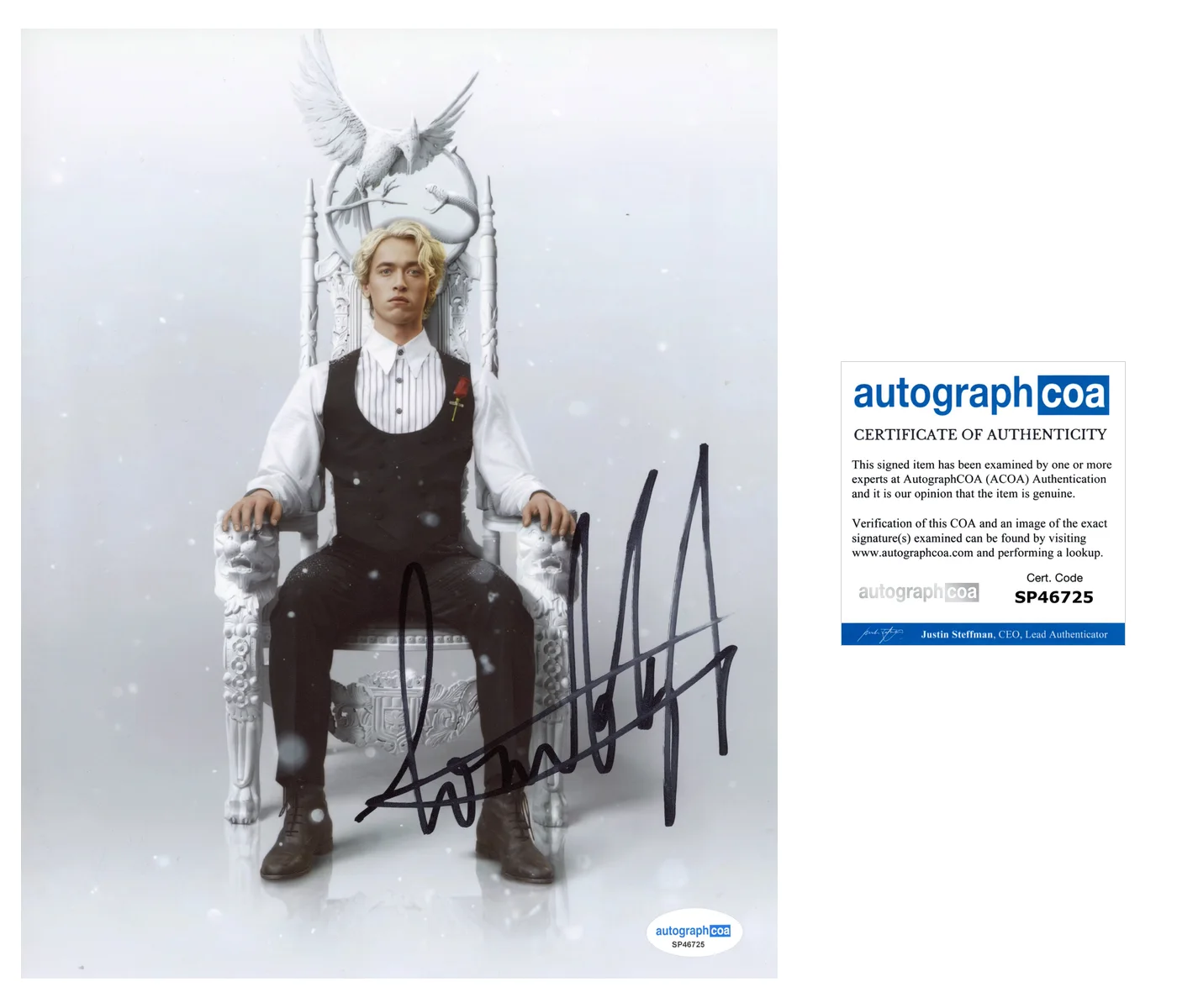 Tom Blyth Hunger GamesAutographed Signed 8x10 Photo ACOA, image 2