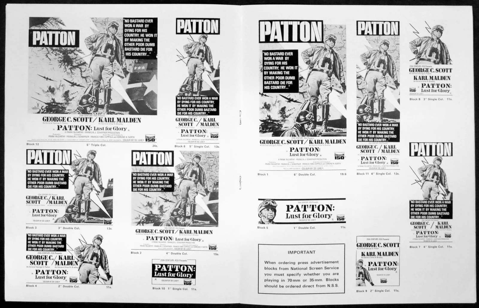 PATTON: LUST FOR GLORY 1970 George C. Scott, Karl Malden UK CAMPAIGN BOOK, image 2