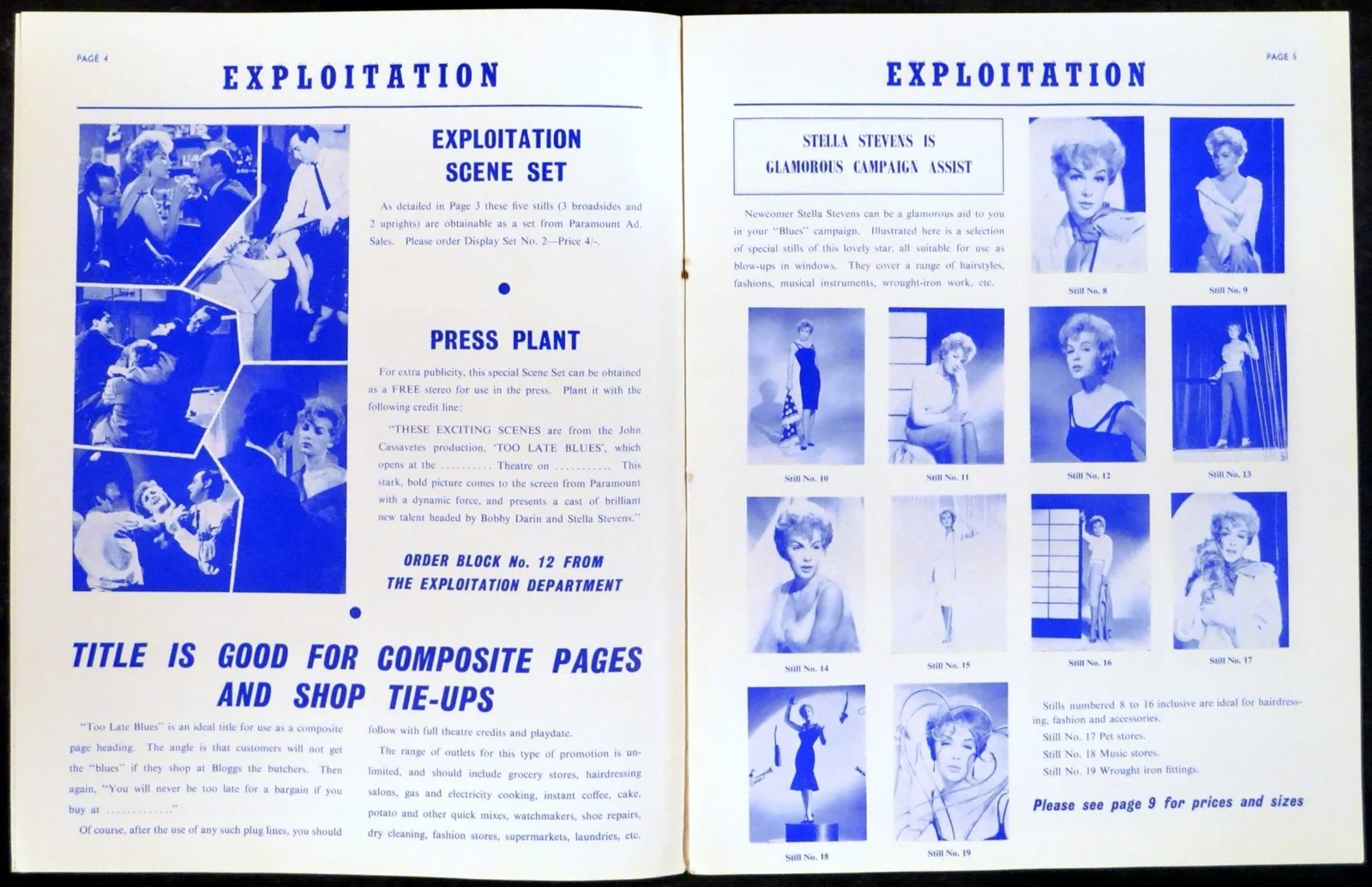 TOO LATE BLUES 1962 John Cassavetes - Bobby Darin, Stella Stevens UK PRESSBOOK, изображение 2