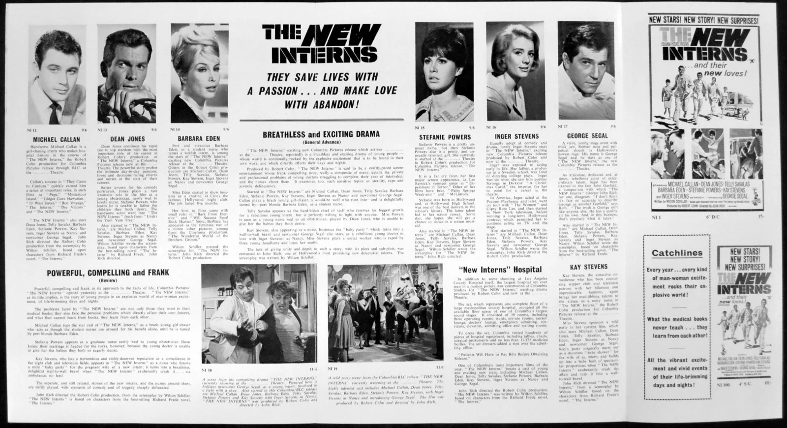 NEW INTERNS 1964 Michael Callan, Dean Jones, Telly Savalas UK CAMPAIGN BOOK, image 2