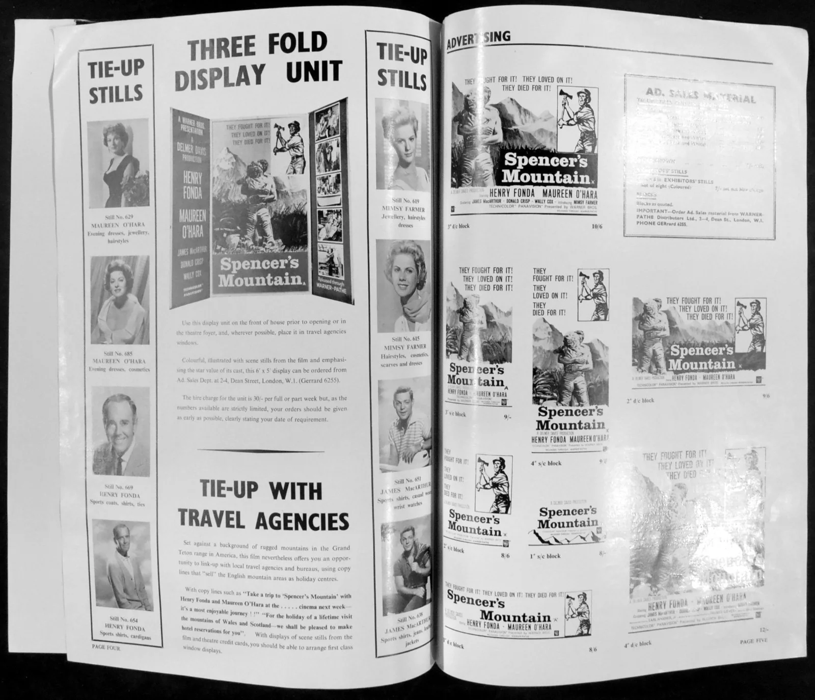 SPENCER’S MOUNTAIN 1963 Henry Fonda Maureen O'Hara James MacArthur CAMPAIGN BOOK, изображение 2