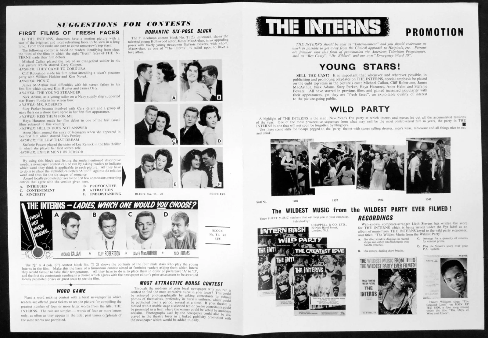 INTERNS 1962 Michael Callan, Cliff Robertson, James MacArthur UK CAMPAIGN BOOK, изображение 2