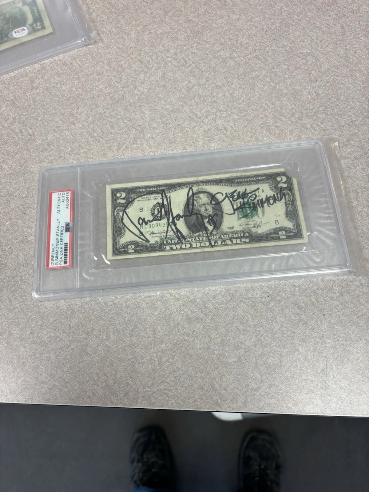 KISS AUTOGRAPH LOT PSA CURRENCY AUTO SIMMONS STANLEY CRISS FREHLEY 2 DOLLAR BILL, изображение 4