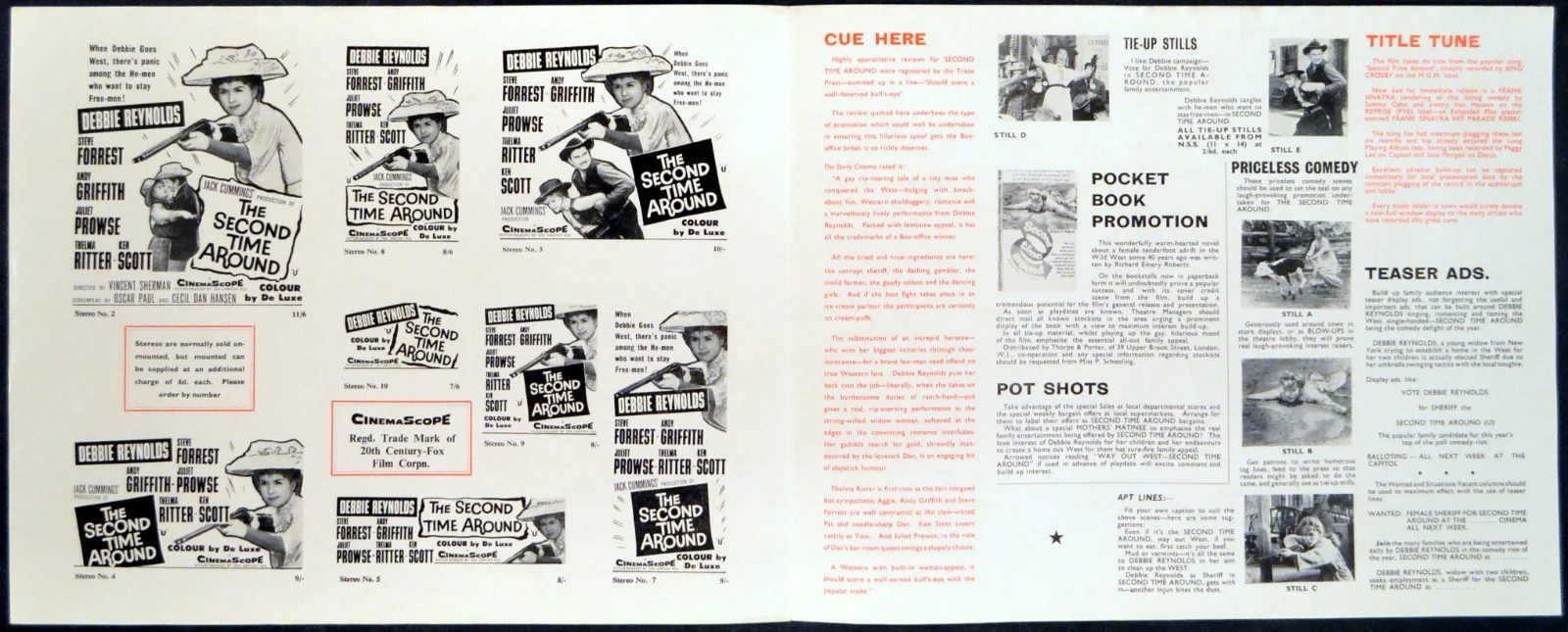 SECOND TIME AROUND 1961 Debbie Reynolds, Steve Forrest UK CAMPAIGN BOOK, image 2