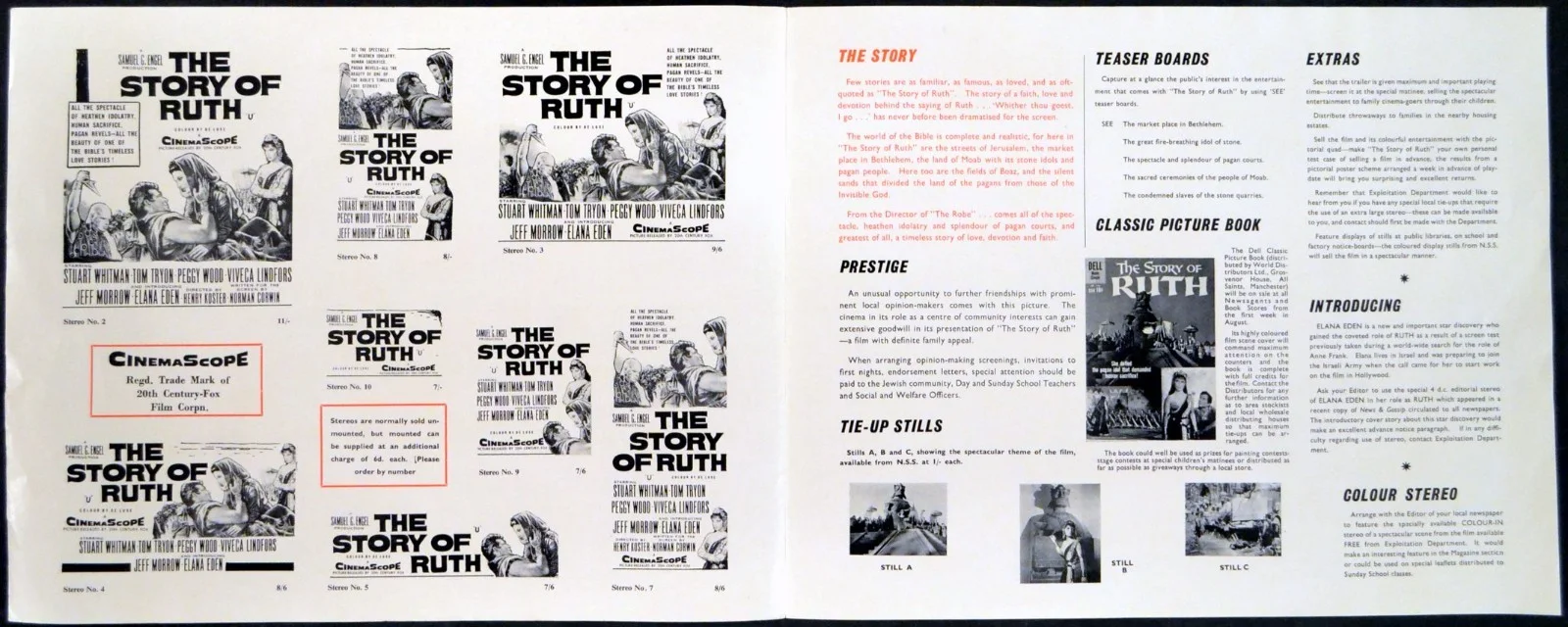 STORY OF RUTH 1960 Stuart Whitman, Tom Tryon, Peggy Wood UK PRESSBOOK, изображение 2