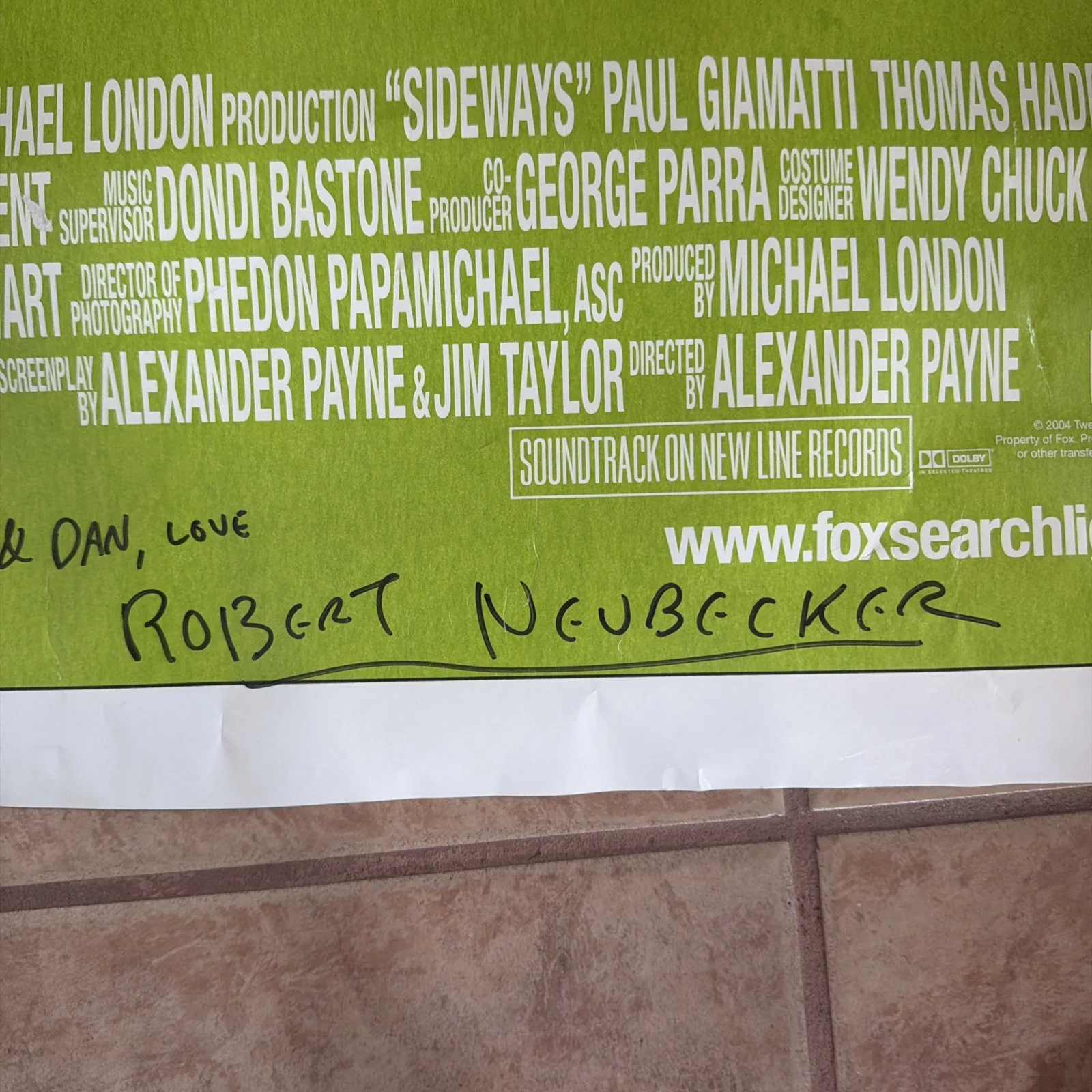 Sideways Poster Signed By Robert Neubecker, Illustrater, image 2