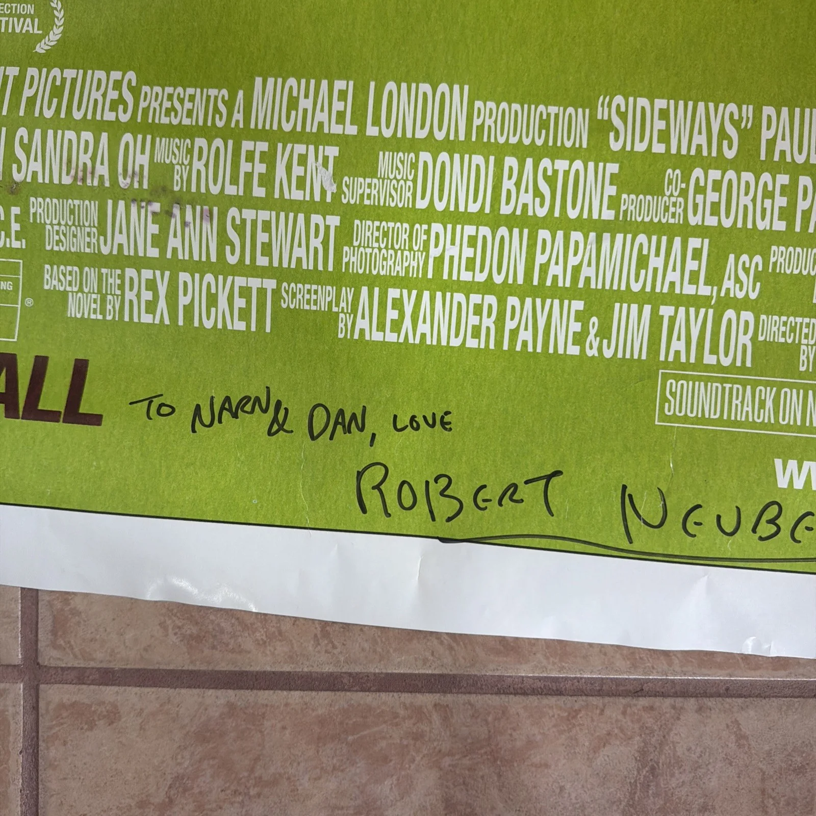 Sideways Poster Signed By Robert Neubecker, Illustrater, image 3