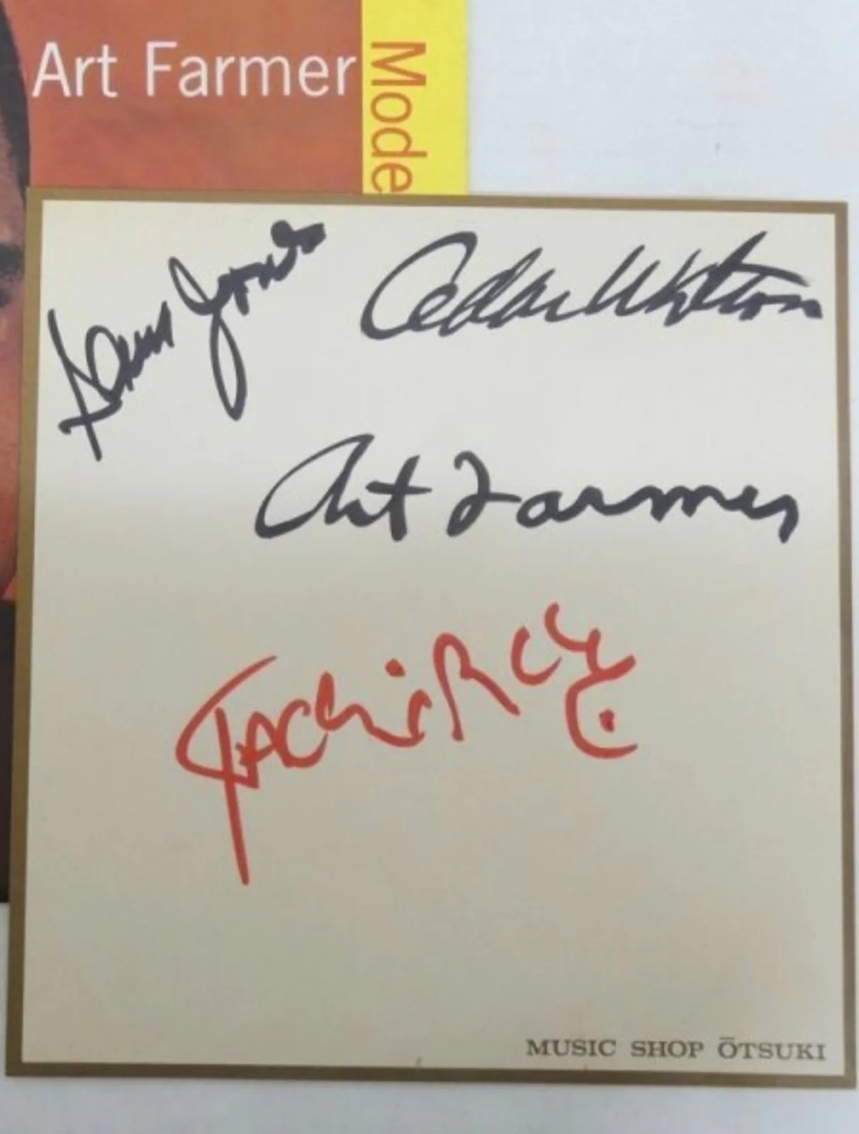 Art Farmer Sam Jones Jackie Mclean Cedar Walton signed Card 1977 Tokyo with LP, изображение 2