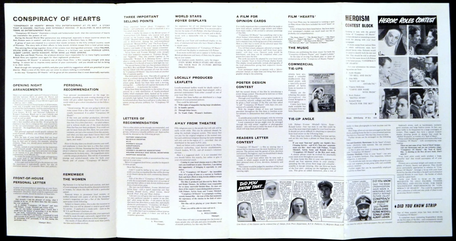 CONSPIRACY OF HEARTS 1960 Lilli Palmer Sylvia Syms Yvonne Mitchell CAMPAIGN BOOK, изображение 2
