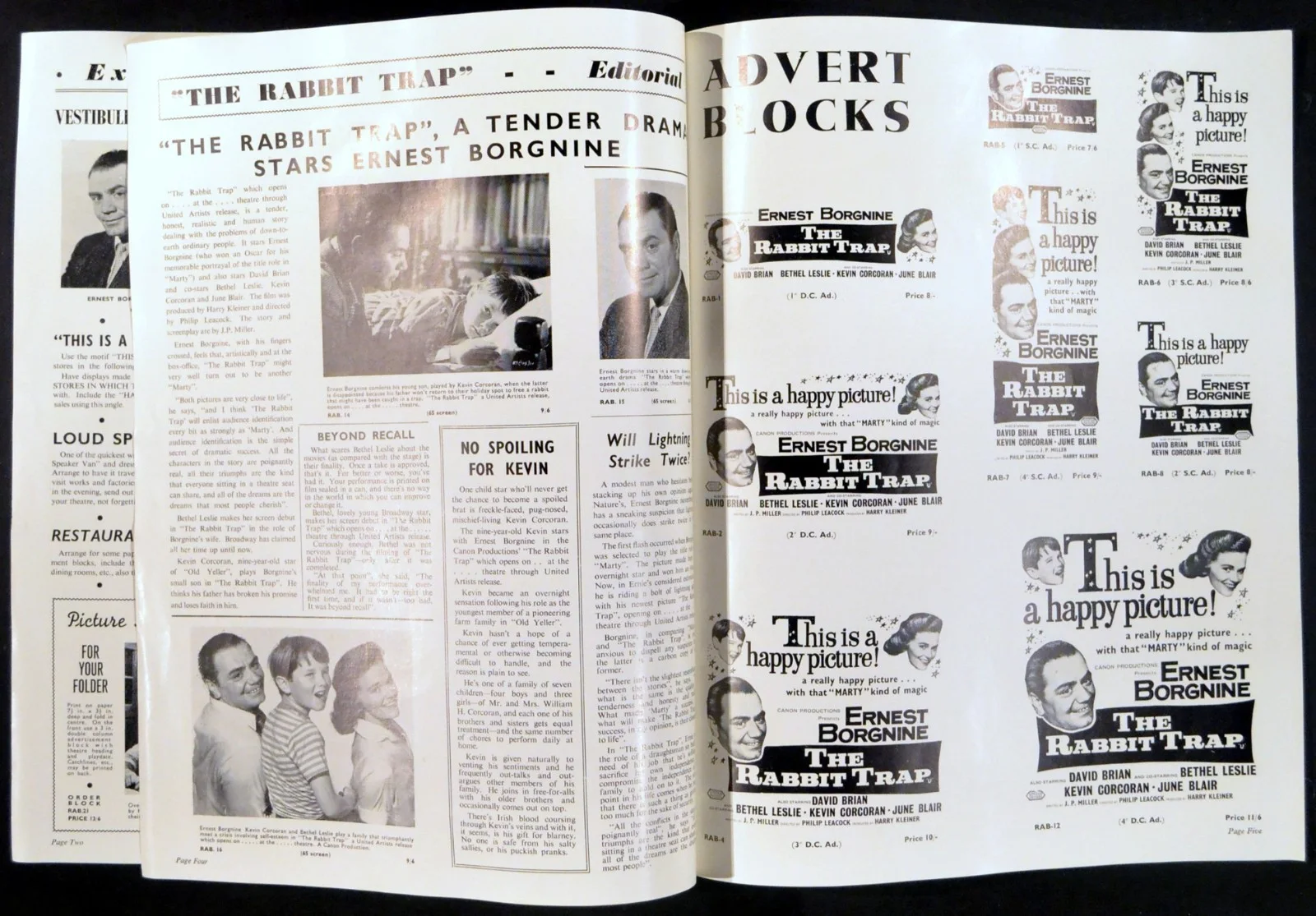 RABBIT TRAP 1959 Ernest Borgnine, David Brian, Kevin Corcoran UK CAMPAIGN BOOK, изображение 2