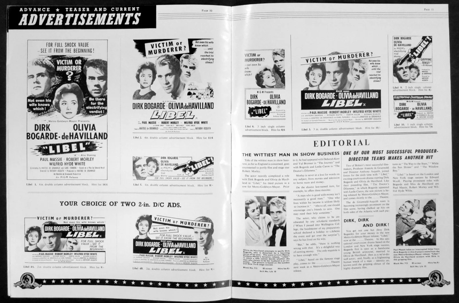 LIBEL 1959 Olivia de Havilland, Dirk Bogarde, Paul Massie UK PRESSBOOK, image 2
