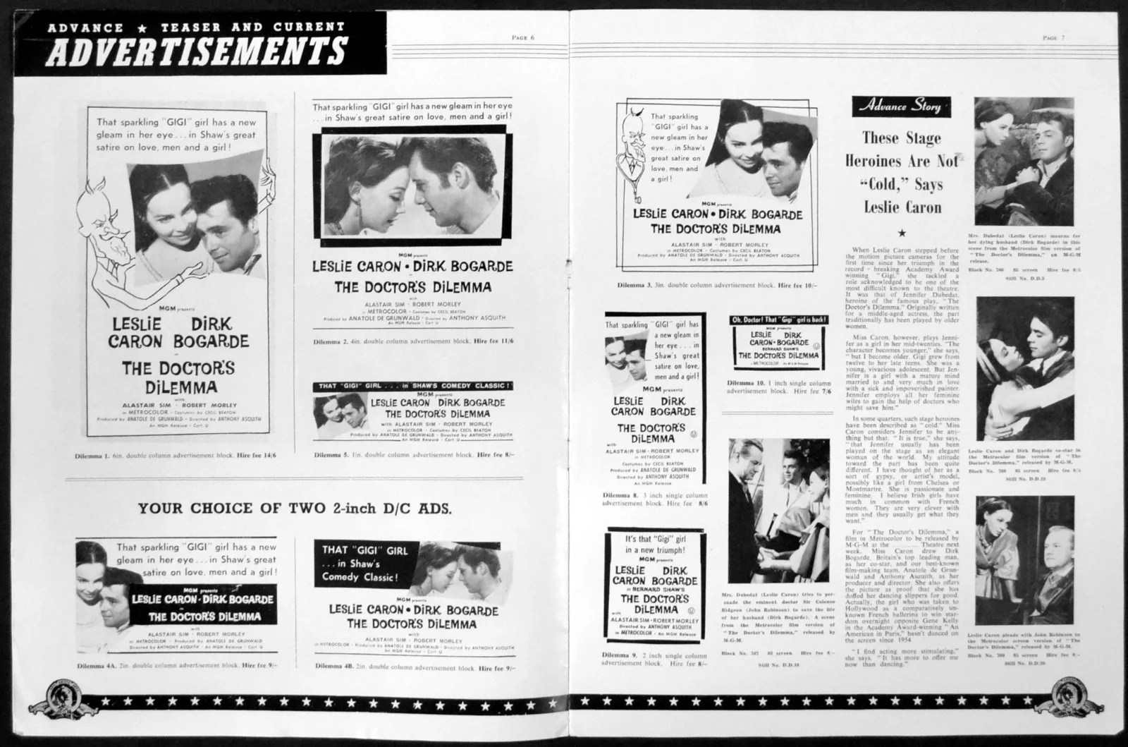 DOCTOR’S DILEMMA 1959 Leslie Caron, Dirk Bogarde, Alastair Sim UK PRESSBOOK, изображение 3