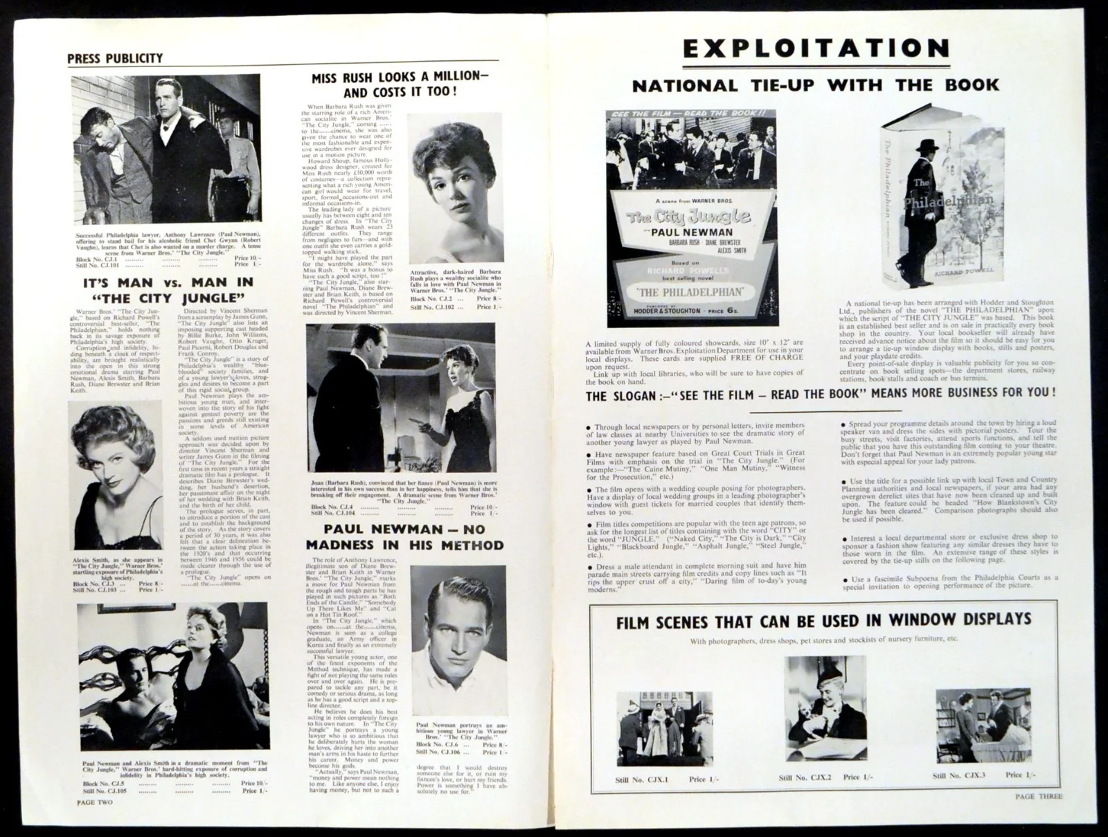 CITY JUNGLE 1959 Paul Newman, Barbara Rush, Alexis Smith UK CAMPAIGN BOOK, изображение 2