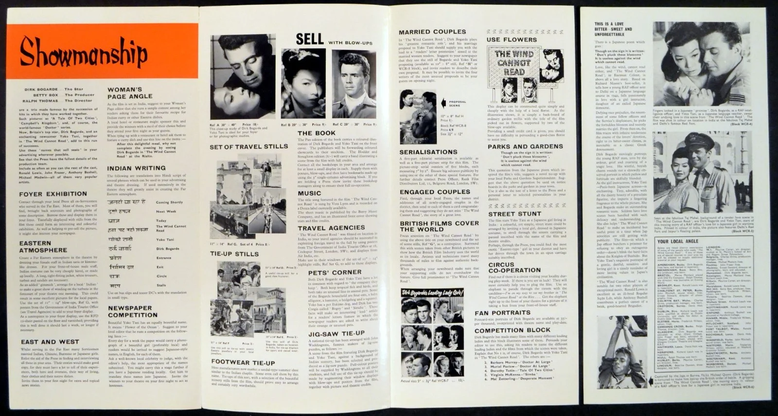WIND CANNOT READ 1958 Dirk Bogarde, Yoko Tani, Ronald Lewis UK CAMPAIGN BOOK, image 2