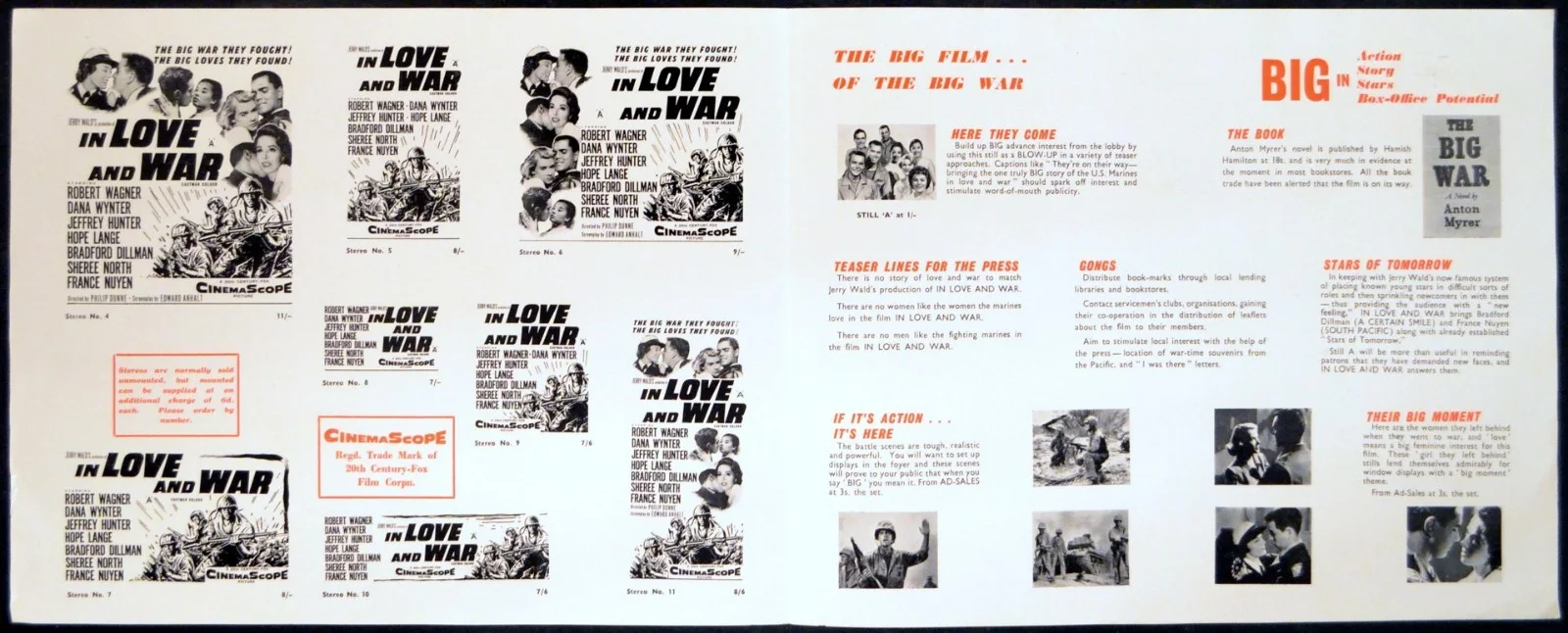 IN LOVE AND WAR 1958 Robert Wagner, Dana Wynter, Jeffrey Hunter UK PRESSBOOK, image 2