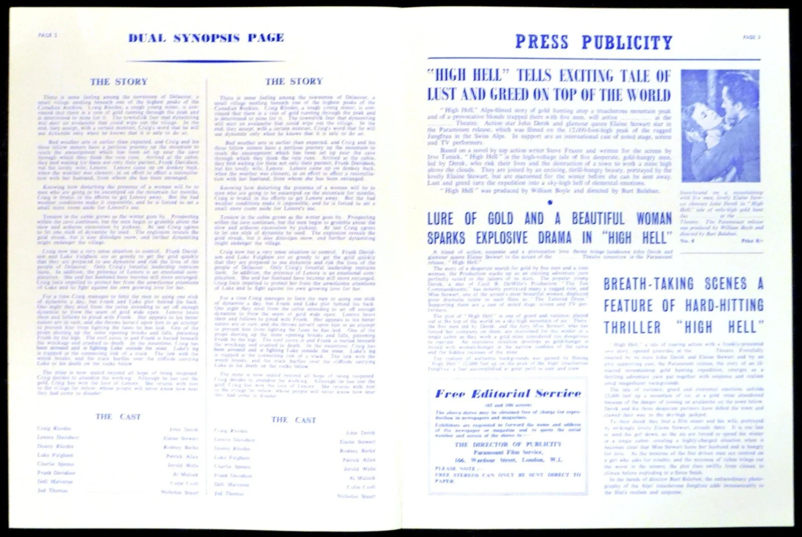 HIGH HELL 1958 John Derek, Elaine Stewart, Rodney Burke, Patrick Allen PRESSBOOK, изображение 2