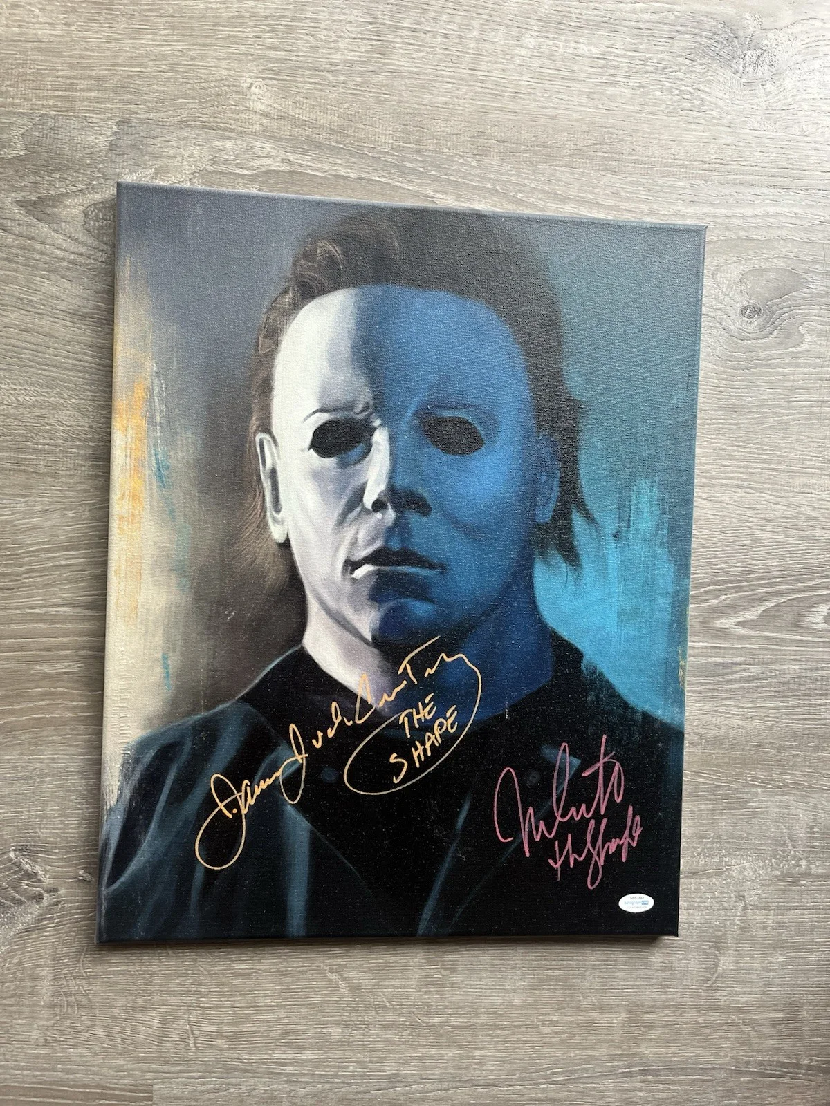 Nick Castle James Jude Courtney Signed Michael Myers 16x20 Canvas ACOA The Shape, изображение 2
