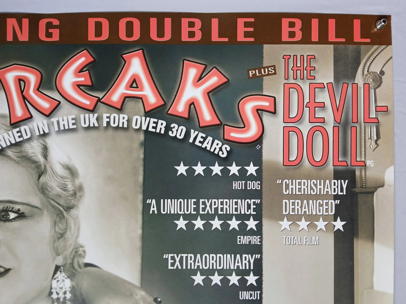 FREAKS / DEVIL DOLL (1932,36 - BFI RR2002) original UK quad poster -Tod Browning, изображение 3