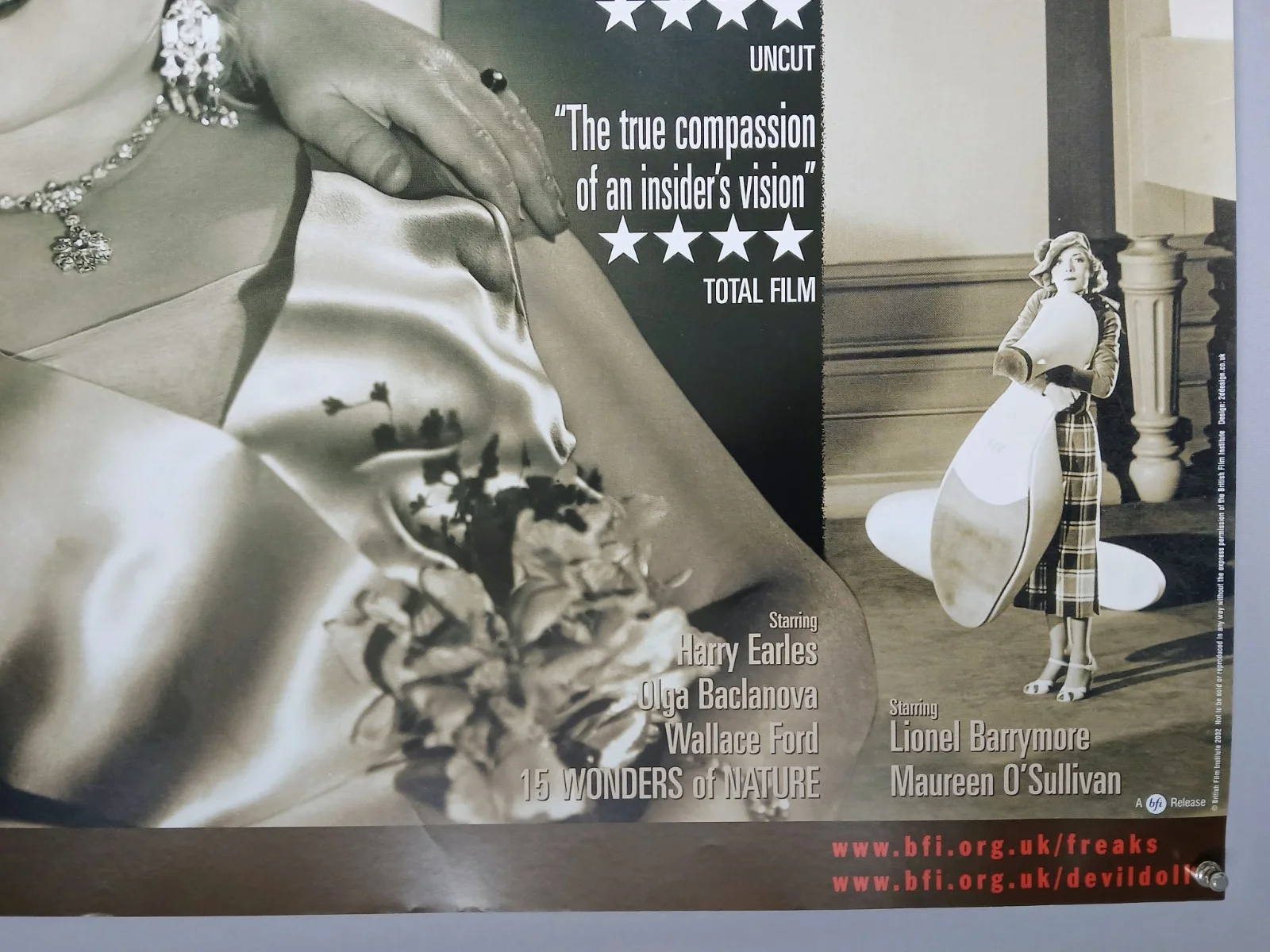 FREAKS / DEVIL DOLL (1932,36 - BFI RR2002) original UK quad poster -Tod Browning, изображение 5