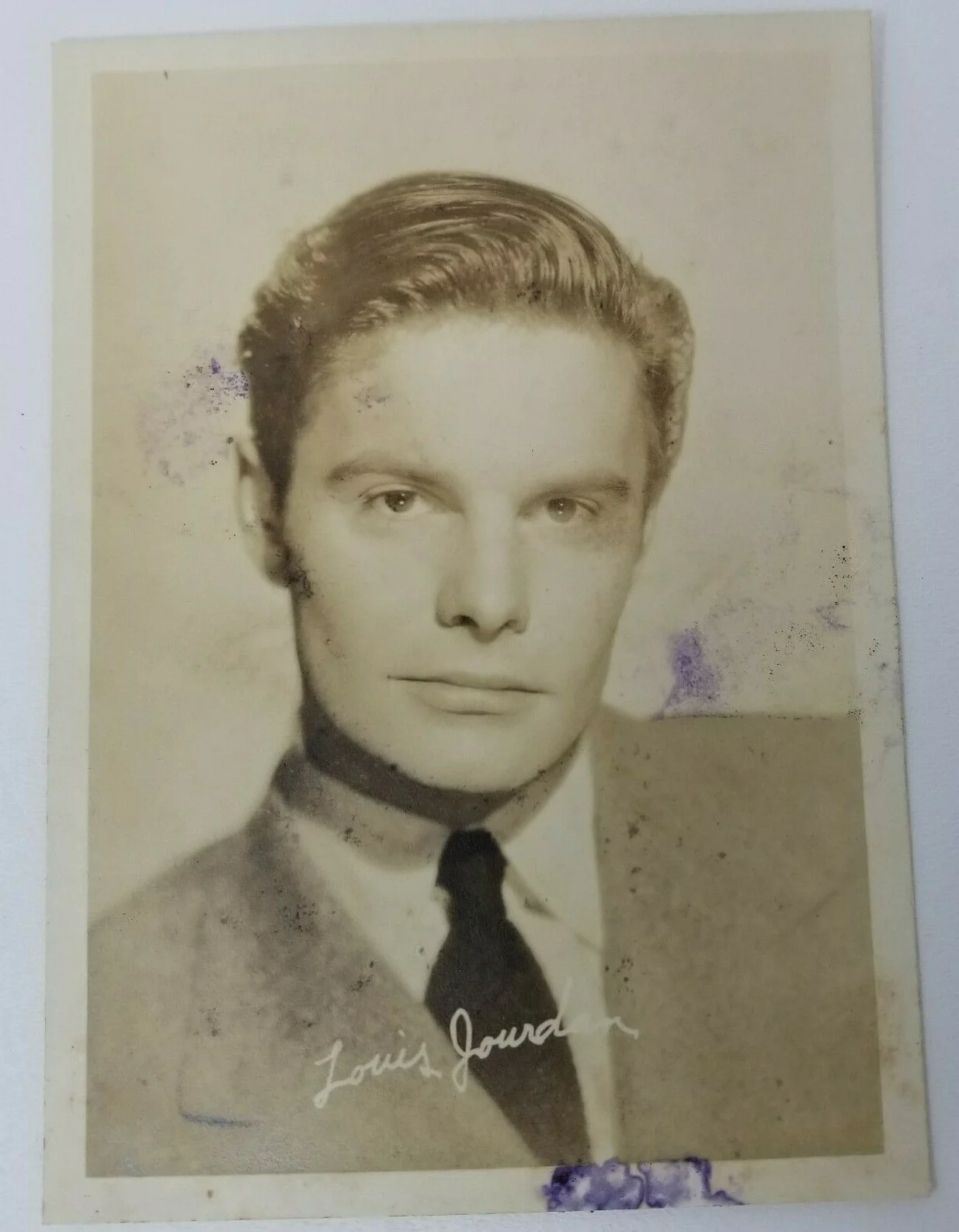 Louis Jourdan — Louis Jourdan Vintage Damaged Signed Sepia Photo