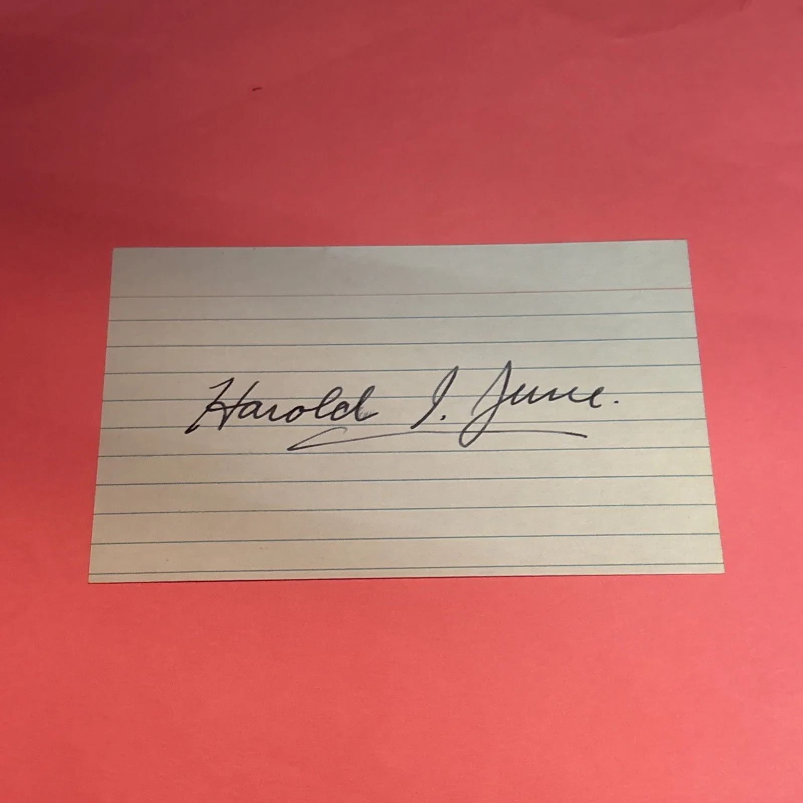 Harold June — Harold June Signed Card, image 4