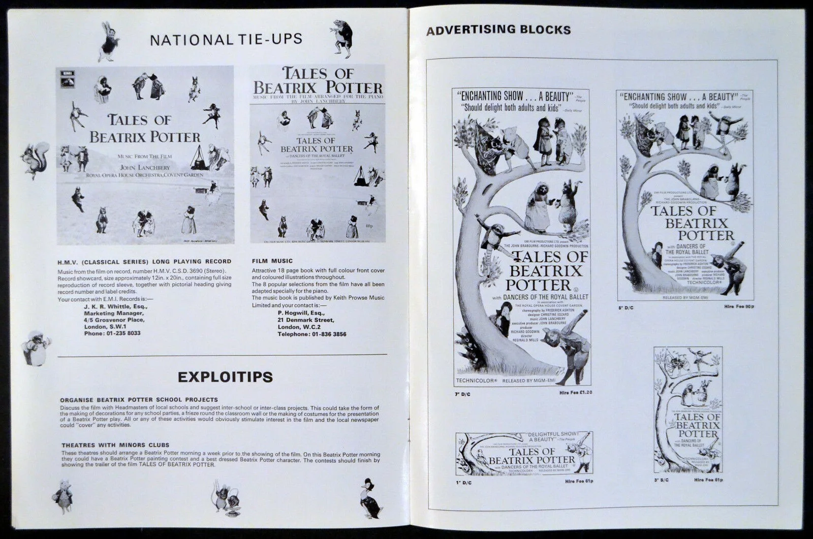 TALES OF BEATRIX POTTER 1971 Royal Ballet Frederick Ashton UK PRESSBOOK, изображение 3
