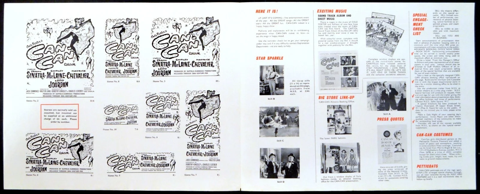 CAN-CAN 1960 Frank Sinatra, Shirley MacLaine, Maurice Chevalier UK CAMPAIGN BOOK, изображение 2
