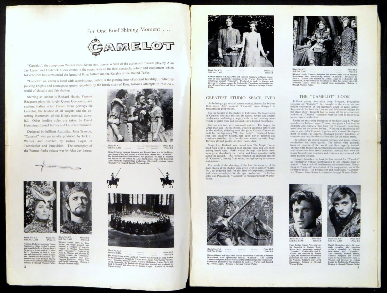 CAMELOT 1967 Richard Harris, Vanessa Redgrave, Franco Nero UK CAMPAIGN BOOK, изображение 2